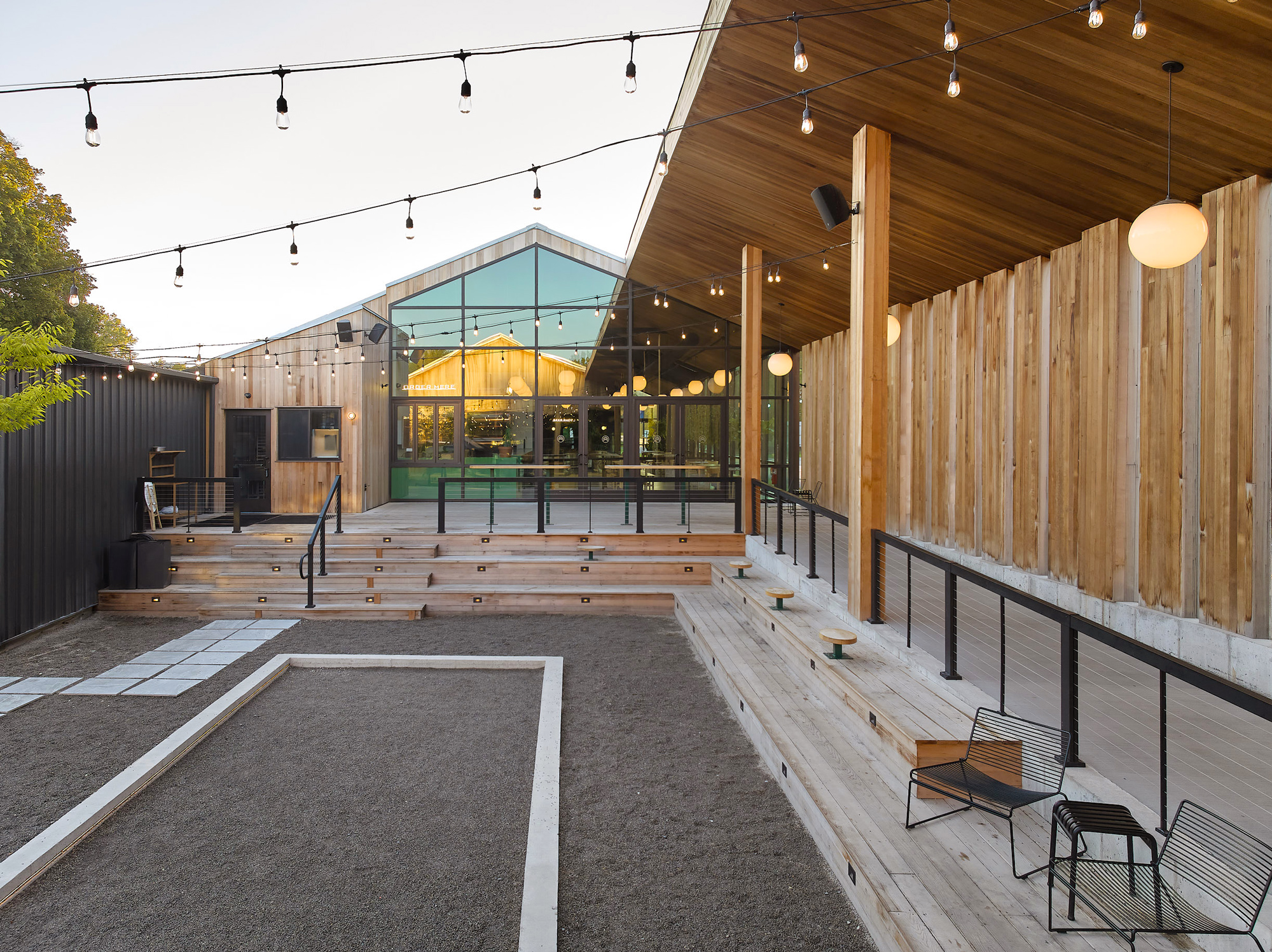 Block Club case study, Wayland Brewing Company. Outside patio.